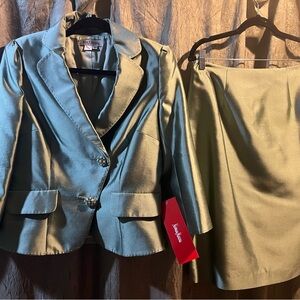 NWT $490 Kay Unger Neiman Marcus sz 10  Mint Green Blazer & Skirt Suit Set